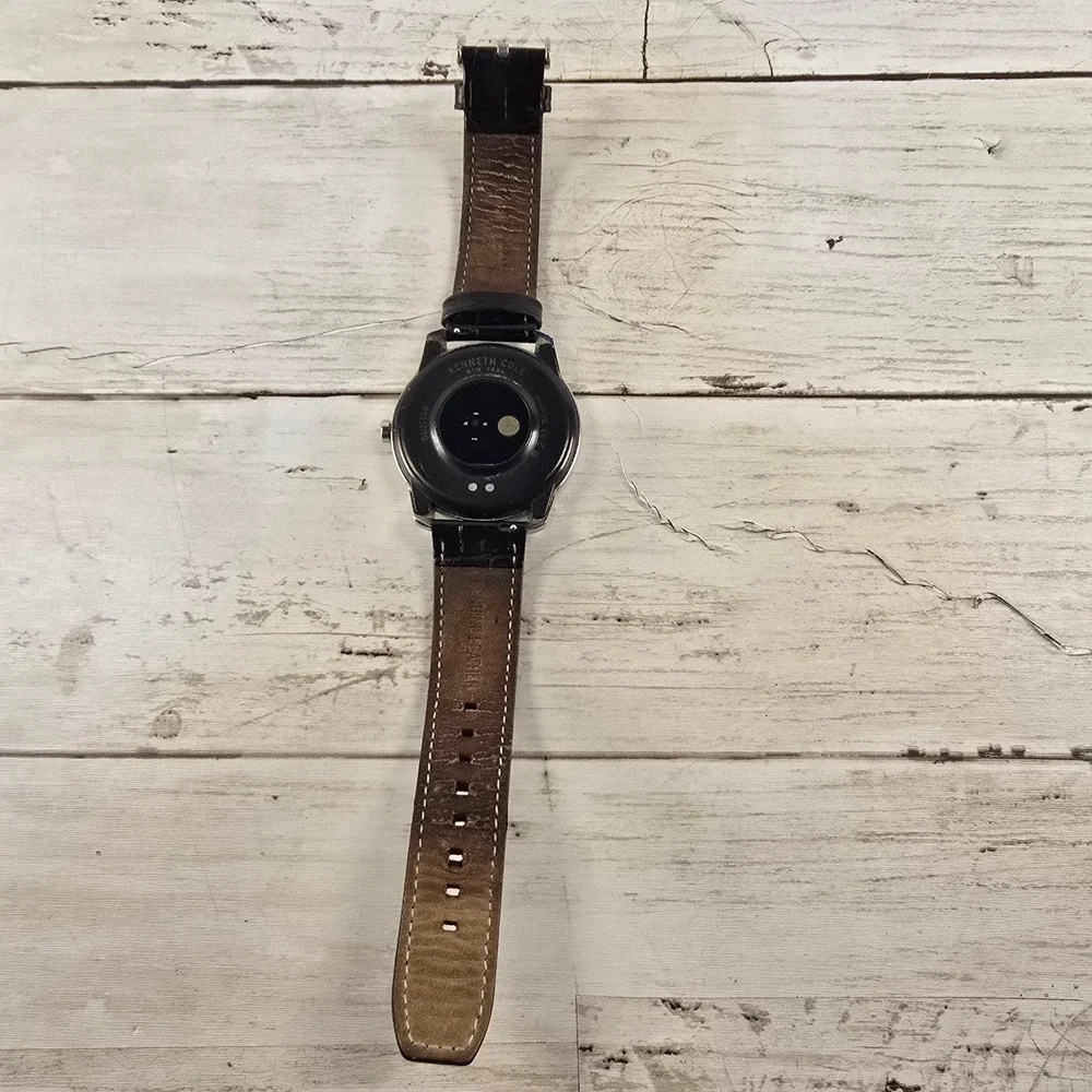 Kenneth‎ Cole New York GD21740 Smartwatch Silver Case Black Leather Strap Watch